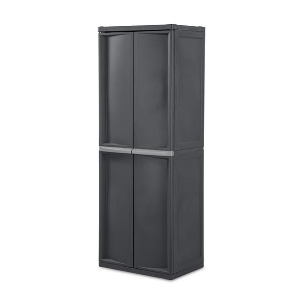 Sterilite 2 Shelf Laundry Garage Utility Storage Cabinet Flat Gray 0140 2 Pack