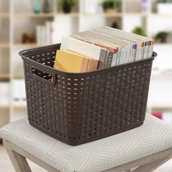 Sterilite 1273 Tall Weave Basket Espresso 12736P06