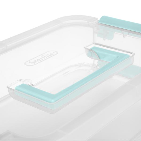Latches and Tint Tray Clear Base w/ Colored Handle 6-Pack Sterilite 14138606 Stack & Carry 3 Layer Handle Box & Tray