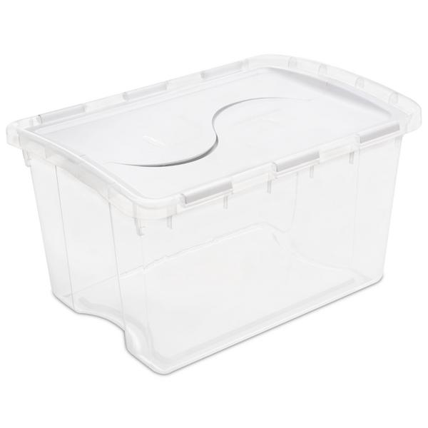 storage tote with hinged lid