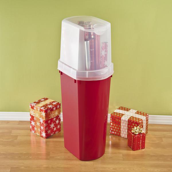 vertical plastic wrapping paper storage container